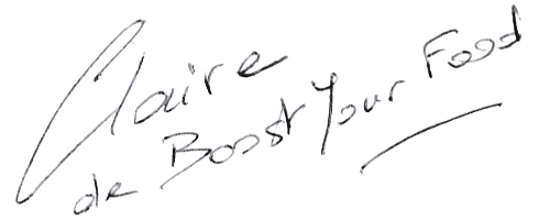Signature manuelle de Claire de l'équipe Boost Your Food